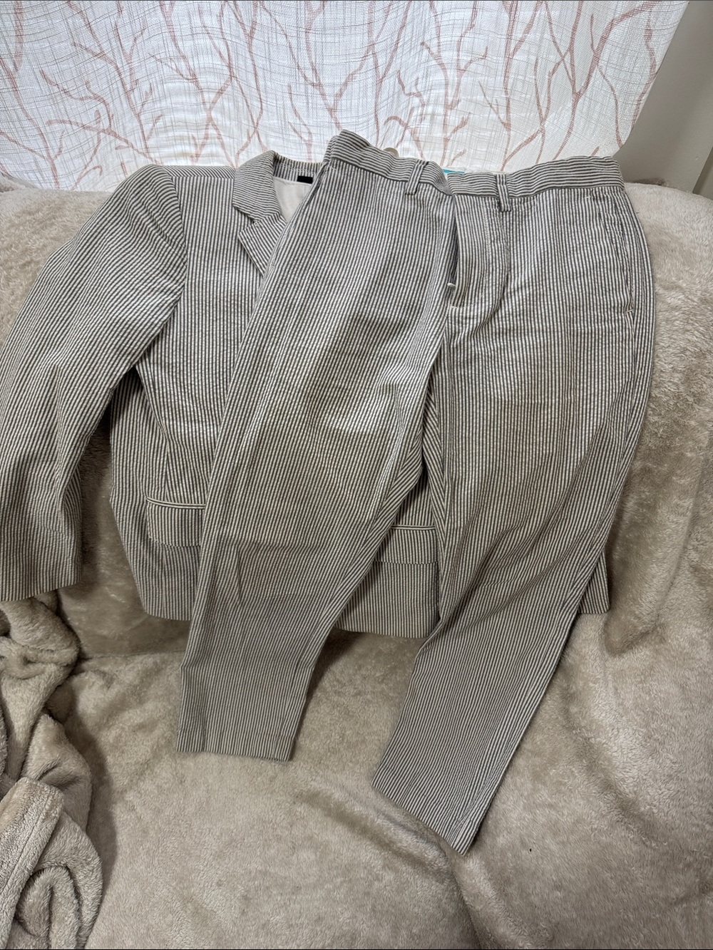 Crewcuts Kids Pinstripe Dress Suit- blueish grey ish